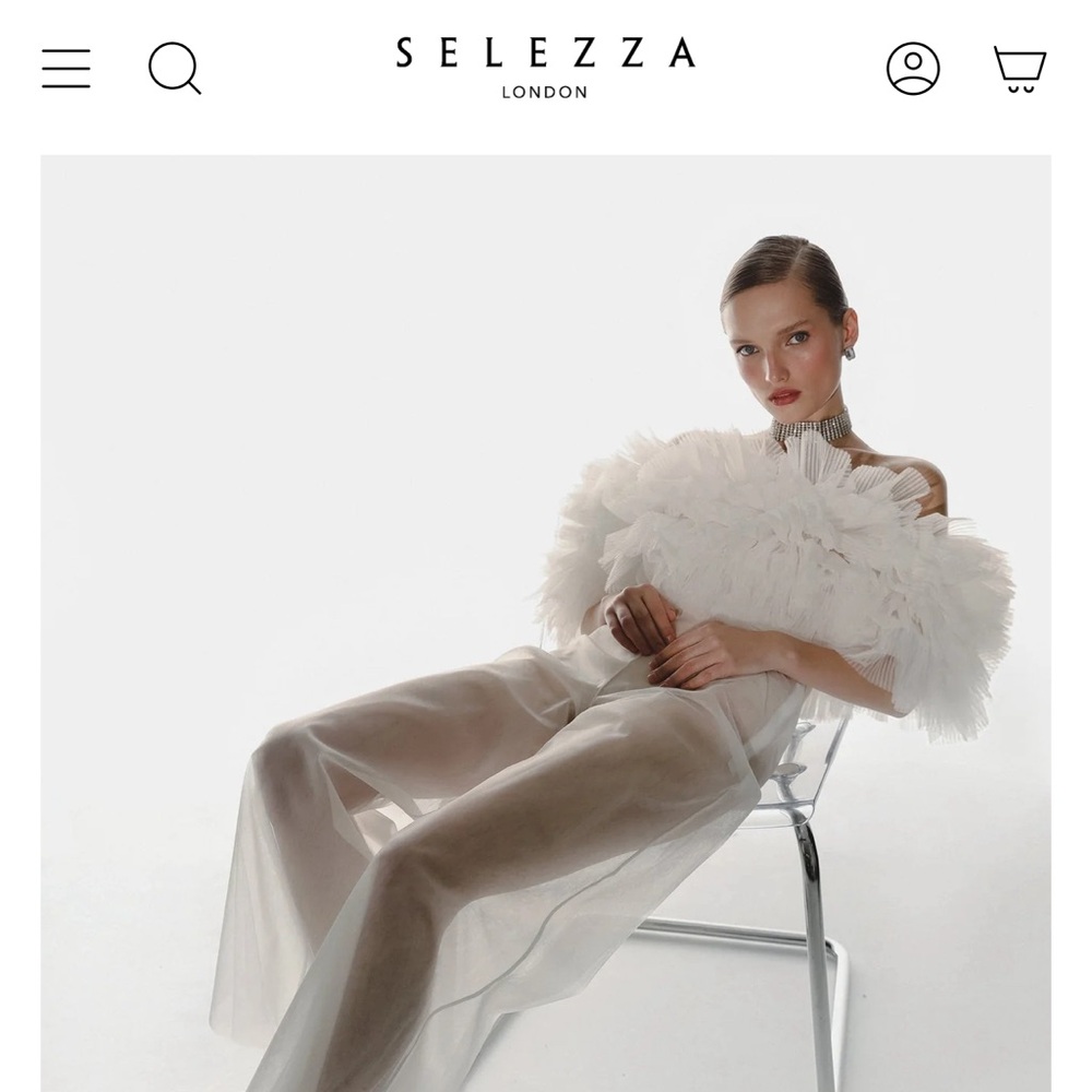 SELEZZA London NEW Noelle Tulle Top in White XS